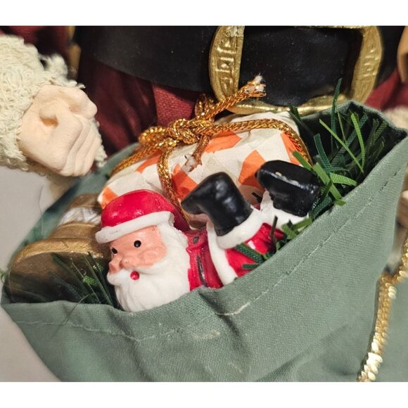 Vintage Fabric Mache 10" Santa Claus Figure Holding Bag of Toys Great Condition - Picture 13 of 16